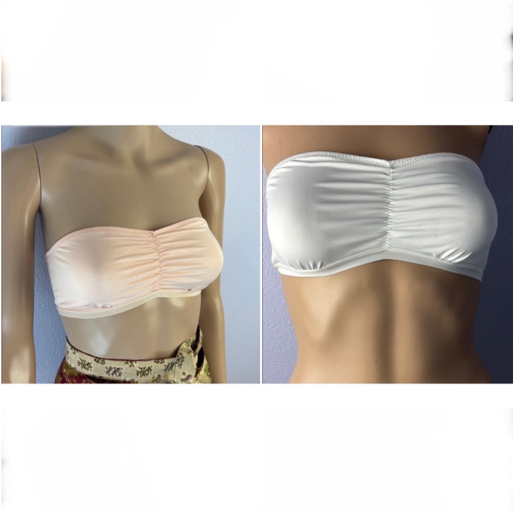 Set of 2 White and Peach Strapless Bandeau Bras